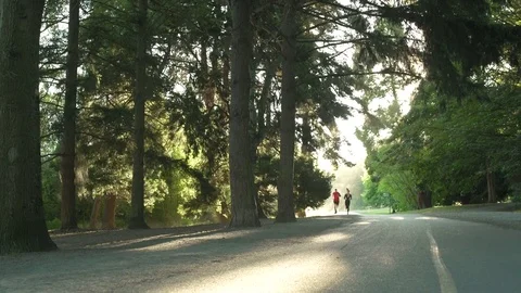 Two young people running in a forest 動画素材 76223621