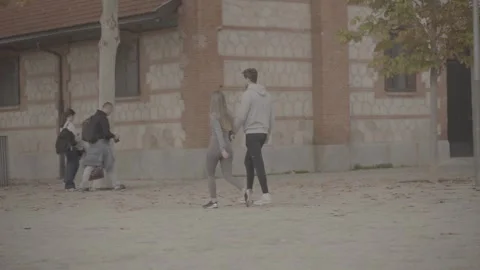 Two young people walking in Madrid, Spain Stock-Footage 345027736