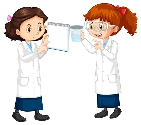 Two young scientist talking each other Stock Illustration