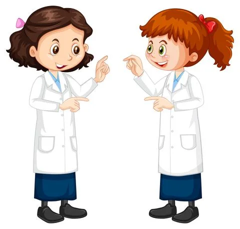 Two young scientist talking each other Stock Illustration