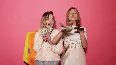 Two young stylish smiling blond women Stock Footage 140538900