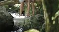 Two young women are laughing and talking and they are sitting on the tree HD Footage