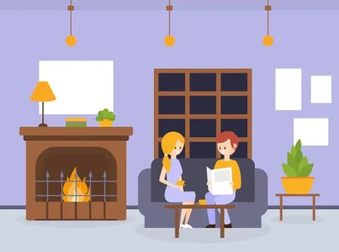Two Young Women Sitting on Sofas and Ordering Food and Drinks, Expensive Stock-Illustration