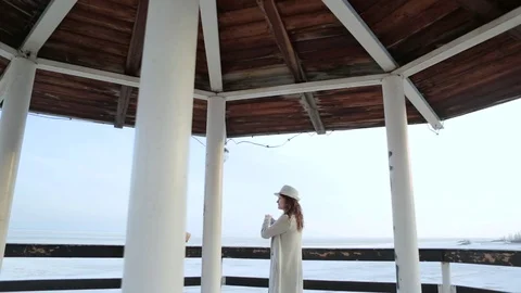 Two young women standing on the lighthouse. travel and leisure Stock Footage 75445341