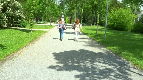Two young women walking Stock Footage 64325422