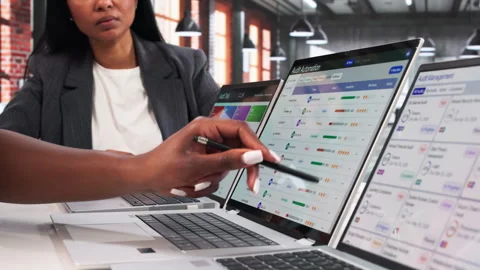 Two Young Women Working Together Reviewing Audit Software Stock Footage 333401898