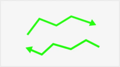 Two zigzag arrow charts upward-right arrow line at top downward-left arrow .. Vídeo Stock 337009018