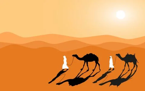 TwoCamelsDesert Stock Illustration