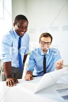 Twon managers discussing strategy of business Stock Photos