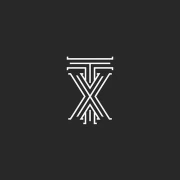 TX letters logo medieval monogram, intersection lines shape XT initials, wedd Stock Illustration