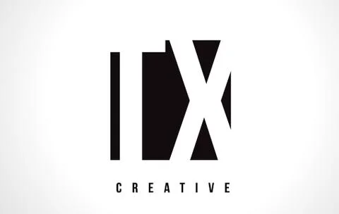 TX T X White Letter Logo Design with Black Square. 스톡 일러스트