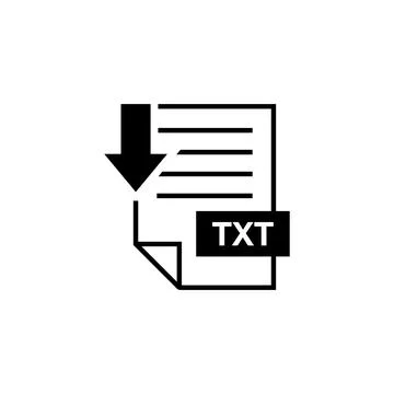 TXT Document Download Icon Vector Template Illustrazione stock