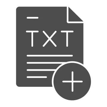 TXT document solid icon. File txt format vector illustration isolated on white Illustrazione stock