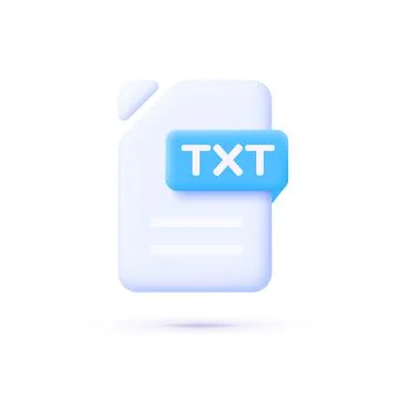 TXT File in 3D flat style on white background. Vector design illustration Stock Illustration