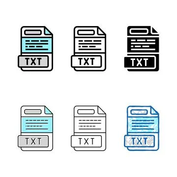 Txt file format document color icon variations vector 스톡 일러스트