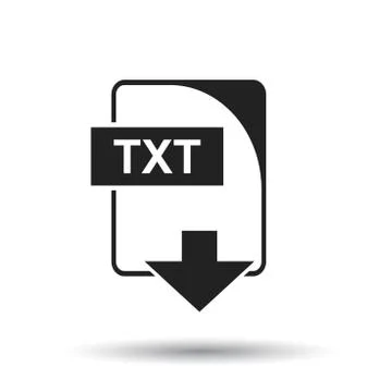 TXT icon. Flat vector illustration. TXT download sign symbol with shadow on w Illustrazione stock