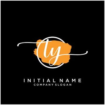 TY Initial handwriting logo design with brush circle Illustrazione stock