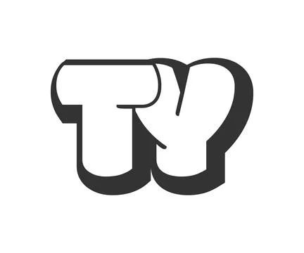 TY logo, bubble comic lettering, rounded in graffiti style black and white .. Stock Illustration