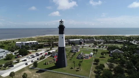 Tybee Island Lighthouse Drone Video stock 96126239