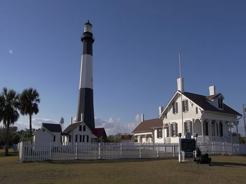 Tybee Island LightStation Wide Angle Stock Footage 70182583
