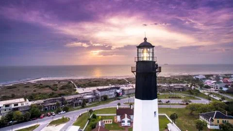 Tybee Lighthouse at Sunrise Stock Photos