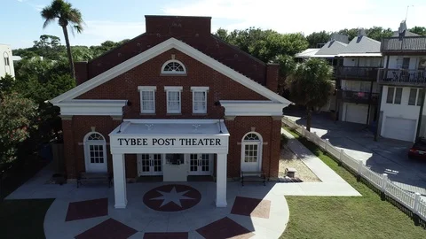 Tybee Post Theater Drone Video stock 96126251