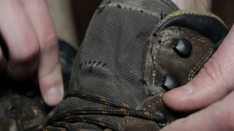 Tying a Boot Stock-Footage 46552751