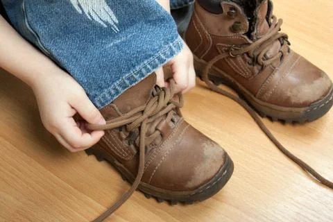 Tying lace Stock Photos