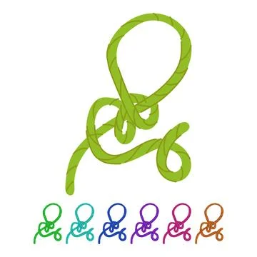 Tying rope knot vector cartoon graphic Illustrazione stock