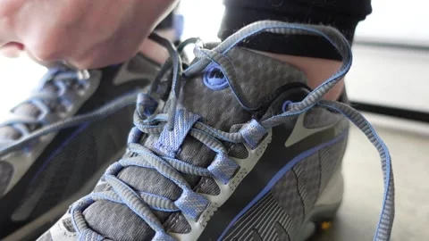 Tying Shoe laces 04 Stock Footage 146713091