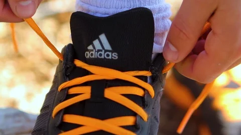Tying shoelace Stock Footage 89575331