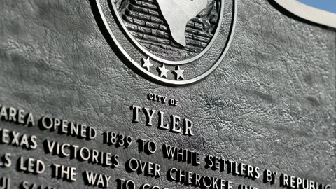 Tyler Texas Historical Sign Static Alternate Angle CU 2 Stock Footage 99426368