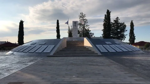 Tymvos War Heroes Memorial Tracking Shot Stock Footage 100235511