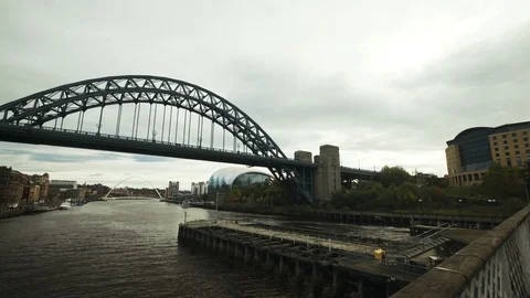 Tyne Bridge pan Stock Footage 82529087