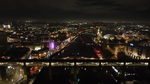 Tyne Bridges Cityscape Stock-Footage 260468028