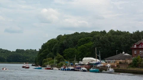 Tyne River time-lapse from St Peter's Wharf, Newcastle Stock Footage 112576120