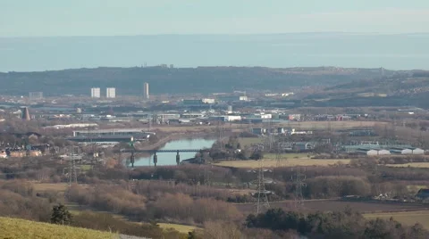 Tyne Valley, zoom from tower blocks of Newcastle Stock Footage 1097294