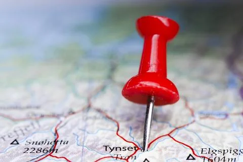 Tynset, Norway pin on map Stock Photos