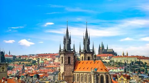 Tynsky Temple and city Foto stock