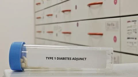TYPE 1 DIABETES ADJUNCT tablets used as supportive therapy to improve glucose Stock Photos