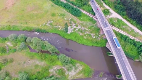Type: Aerial Content: Bridge over a rive... | Stock Video | Pond5