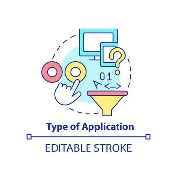 Type of application concept icon Stock Illustration
