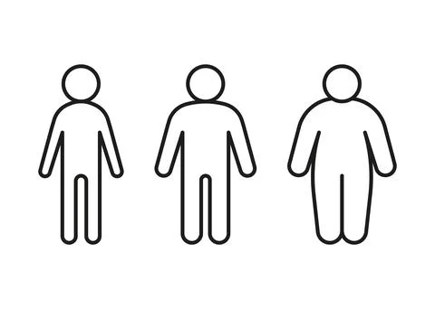 Type body of people thin, normal and obese fat line icon set. Figure and size Stock Illustration
