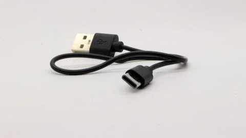 Type C data cable is black Stock Photos