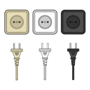 Type C electrical wall sockets and matching power plugs Illustrazione stock