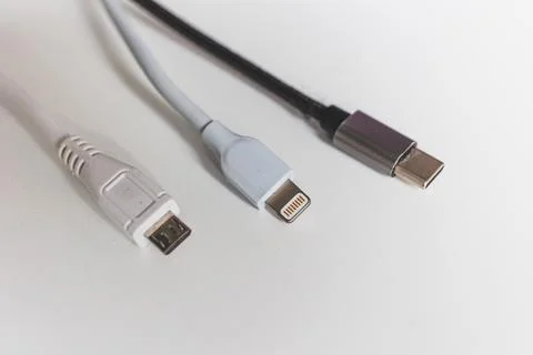 TYPE C, Micro usb and USB C chargers Stock Photos