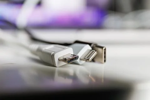 TYPE C, Micro usb and USB C chargers Stock Photos