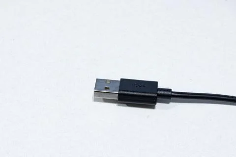 Type c USB jack black cord mobile device accessory on simple isolated white b Stock Photos