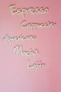 The type of coffee made from ceramic on the pink background Stock Photos