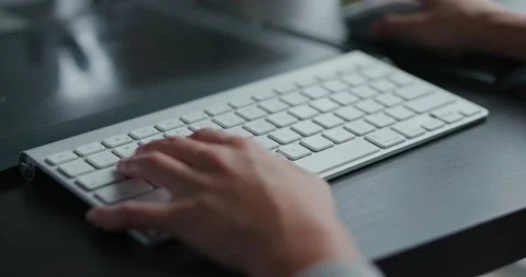 Type on desktop computer at home Stock Footage 138623566